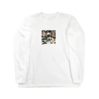 EMAKIの和紋様 x 猫　禅庭園の猫 Long Sleeve T-Shirt