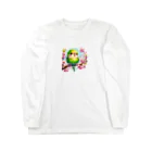 ぷっくりショップのオカメインコのひととき ロングスリーブTシャツ