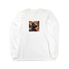 Fujimishokaiの牛の絵　力強く王者のような風格を醸し出しています。 Long Sleeve T-Shirt