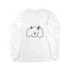 musubiのふわふわの白い犬/リボン ロングスリーブTシャツ