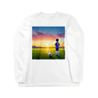 musashiyaの夕日とサッカー少年 Long Sleeve T-Shirt