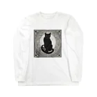 動物デザイングッズの黒猫 ロングスリーブTシャツ
