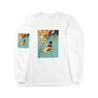 AQUAMETAVERSEの花ブランコに揺られ喜ぶ女の子　ラフルール　1859 ロングスリーブTシャツ