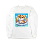 Minoyaの雲に乗った犬 ロングスリーブTシャツ