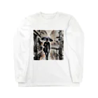 ryouskyの灰色の都会の舗道を歩く紳士 Long Sleeve T-Shirt