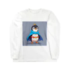 ganeshaのスーパーヒーローのマントを着たかわいいペンギン ロングスリーブTシャツ