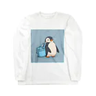 ganeshaのかわいいペンギンとおもちゃのバケツ ロングスリーブTシャツ