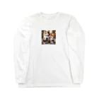 亀蘭タマムシの三毛猫親子のお願い Long Sleeve T-Shirt