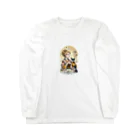 RoseTarot888Shopの着物女性とチワワ Long Sleeve T-Shirt