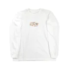 ゆるい生き物イラストグッズのお散歩するカモ親子 Long Sleeve T-Shirt