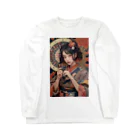 Omaniの浮世絵風美女 ロングスリーブTシャツ