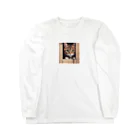 CozyKittyCornerの物陰から観察するかわいい猫 ロングスリーブTシャツ
