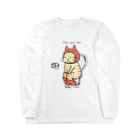 ほっかむねこ屋（アトリエほっかむ）のトイレねこ　オレンジ ロングスリーブTシャツ