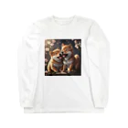 noBuの和笑い転げている子犬の柴犬 Long Sleeve T-Shirt