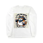 Onkakaka shopのたべねこToo much ロングスリーブTシャツ