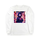 UnderpopSのネオンが光る街に立つ女の子 Long Sleeve T-Shirt