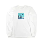 ドット職人のピクセルアート 未来都市 Long Sleeve T-Shirt