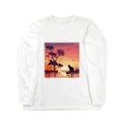 nekonoomotyaの夕日と猫 Long Sleeve T-Shirt