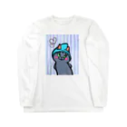 まつり猫ショップの青い帽子の猫 Long Sleeve T-Shirt