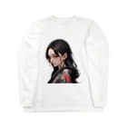 LONGSTONEの赤いピアスの着物美人 Long Sleeve T-Shirt