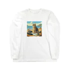 peace2024の海辺の仕事猫 Long Sleeve T-Shirt