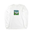 enercoの折り紙　草原を駆け回っている猫 Long Sleeve T-Shirt