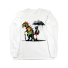 PALA's SHOP　cool、シュール、古風、和風、の恐竜と少女　Ⅱ Long Sleeve T-Shirt