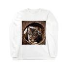 zigerparkの穴から覗く猫 ロングスリーブTシャツ