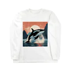 はちみつあめの夕日のシャチ Long Sleeve T-Shirt