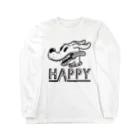 nidan-illustrationのhappy dog (black ink) ロングスリーブTシャツ