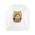 アグリム@かわ主婦スタンプ制作中のかわいい主婦の1日もこもこクマ柄 Long Sleeve T-Shirt