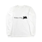 Petan Dogのペタンする黒の柴犬　(横) ロングスリーブTシャツ