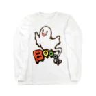 Cɐkeccooのおばけちゃんばぁ!(Boo!ゴースト)カラフル ロングスリーブTシャツ