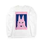 inus shopのピンクのハスキー犬 ロングスリーブTシャツ