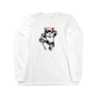 キクヤの踊る　ねこまた　白黒 Long Sleeve T-Shirt