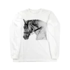 馬の絵の画家　斉藤いつみのがんばる馬Tシャツ（ブラック）  Long Sleeve T-Shirt
