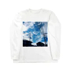 湘南の風景　 Seaside landscape at Shonan area in japanの電線のある風景 Long Sleeve T-Shirt