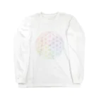 フラワーオブライフ（神聖幾何学）専門店のフラワーオブライフ（rainbow） 롱 슬리브 티셔츠