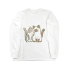 かわいいもののおみせ　いそぎんちゃくの表裏印刷　仲良し猫　灰白ハチワレ&ポインテッド Long Sleeve T-Shirt