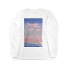 fullmoonの夕暮れの空と海 ロングスリーブTシャツ