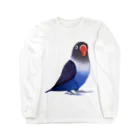 まめるりはことりのボタンインコ　おすましコバルトブルー【まめるりはことり】 ロングスリーブTシャツ