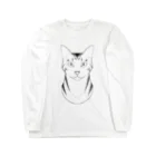 猫と毛糸玉のキジトラな猫 ロングスリーブTシャツ