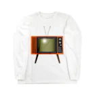 illust_designs_labのレトロな昭和の可愛いテレビのイラスト 脚付き  ロングスリーブTシャツ