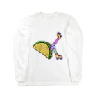 Mieko_Kawasakiのタコス　ローラースケート　ガール  TACOS ROLLER GIRL DOT 水玉　ドット　Tacos Rollerskate Rainbow ロングスリーブTシャツ