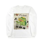 KIYOKA88WONDERLANDのピアノかっぱくん Piano Kappa-kun Long Sleeve T-Shirt