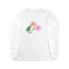 まめるりはことりのお花とシロハラインコちゃん【まめるりはことり】 Long Sleeve T-Shirt