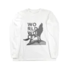 WORLD WOLFのモノトーンのWORLD WOLFのロゴマーク Long Sleeve T-Shirt