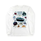 ぼくのすいぞくかん SUZURI店のサメカオlightcolor長袖 롱 슬리브 티셔츠