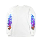 BonbonWhip SUZURI店の火あぶりおばけ(青) Long Sleeve T-Shirt