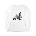 浮世絵はんの浮世絵とバイク-woman- 롱 슬리브 티셔츠